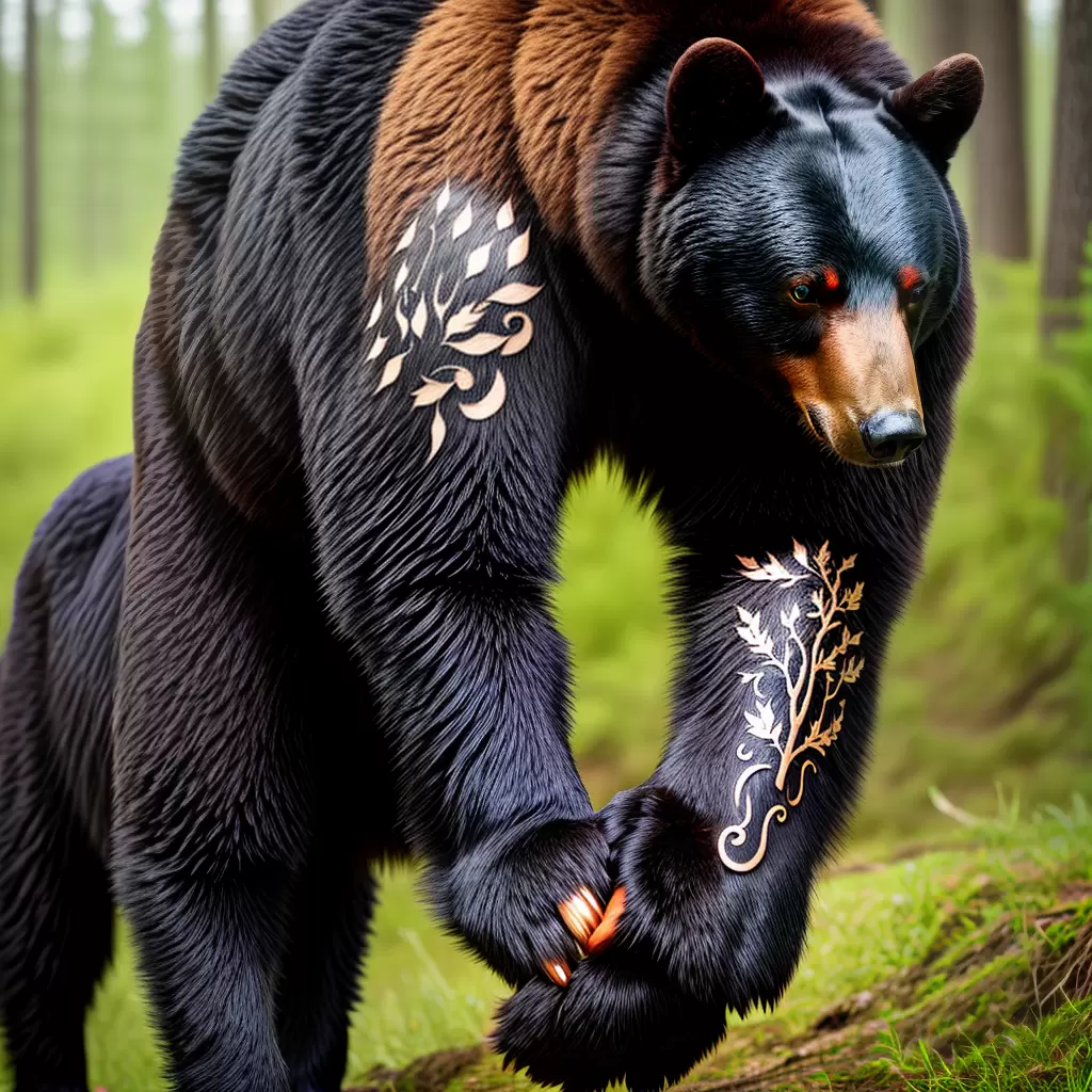 Fotos tatuagem urso negro floresta Fotos tatuagem urso negro floresta