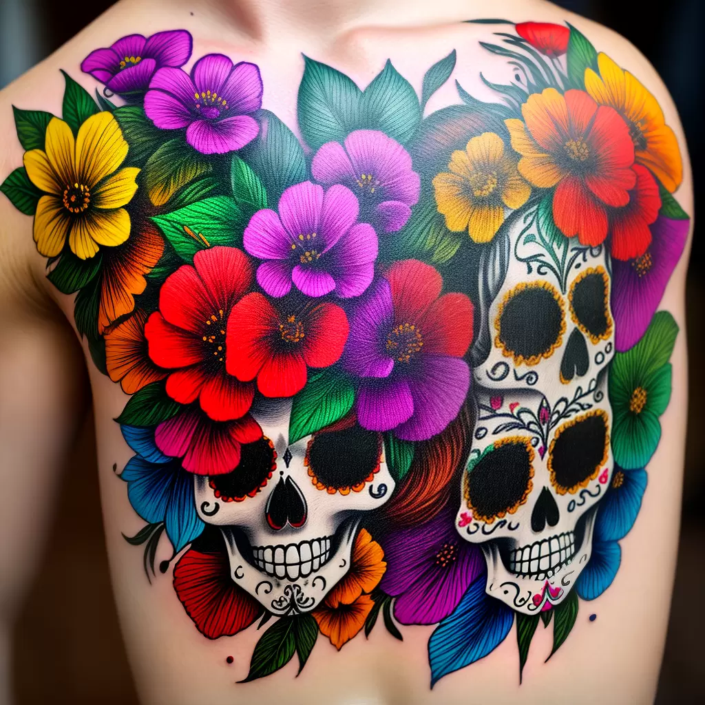Fotos tatuagem caveira mexicana flores Fotos tatuagem caveira mexicana flores