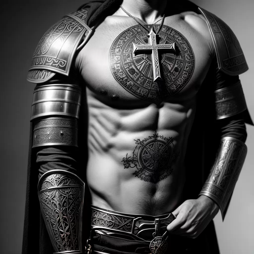 Fotos tatuagem cavaleiro medieval escudo cruz
