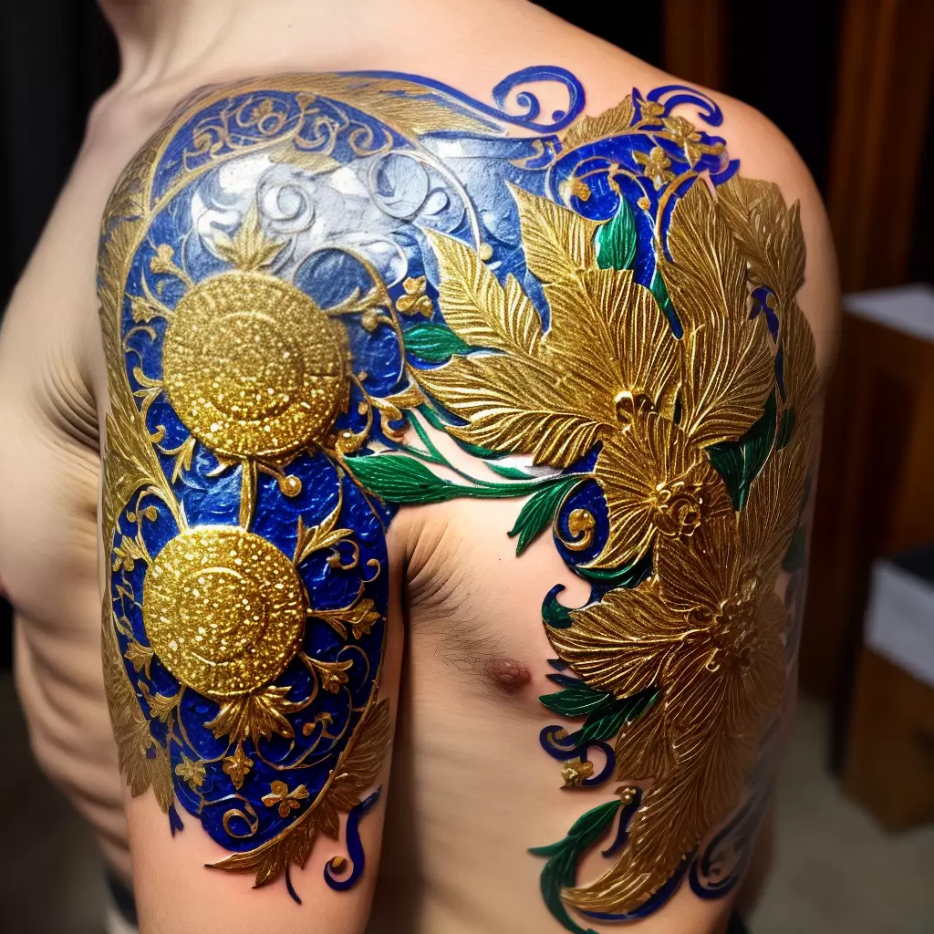 Fotos tatuagem mosaico bizantino ouro cores