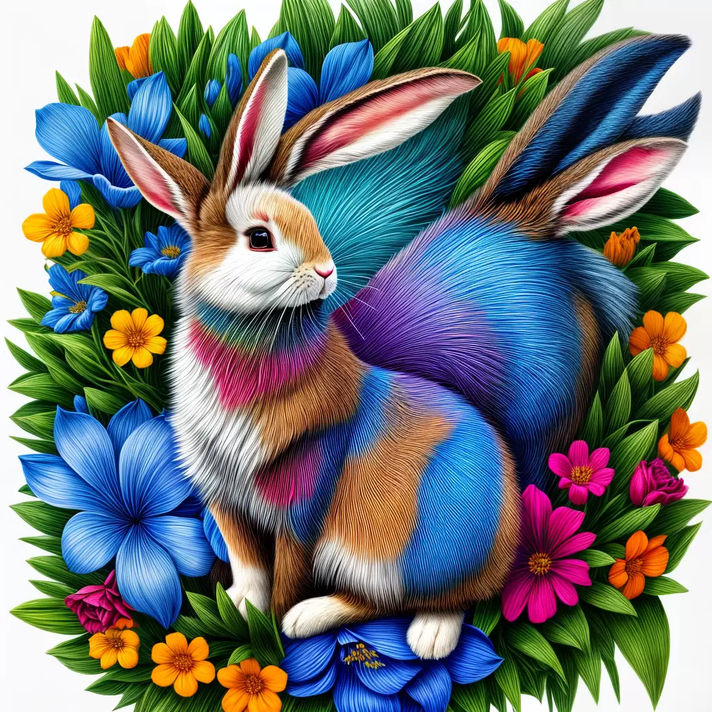 Fotos tatuagem coelho colorido jardim