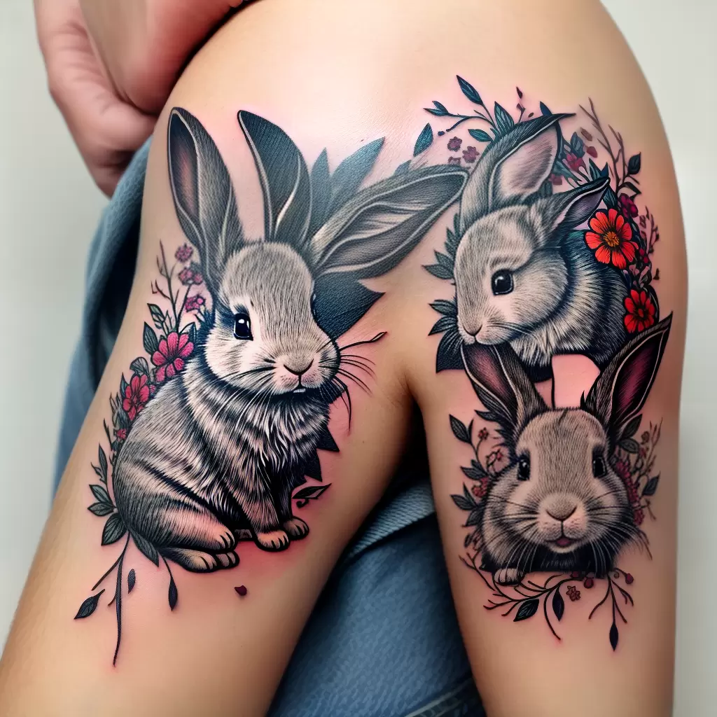 Fotos tatuagem coelho coroa flores