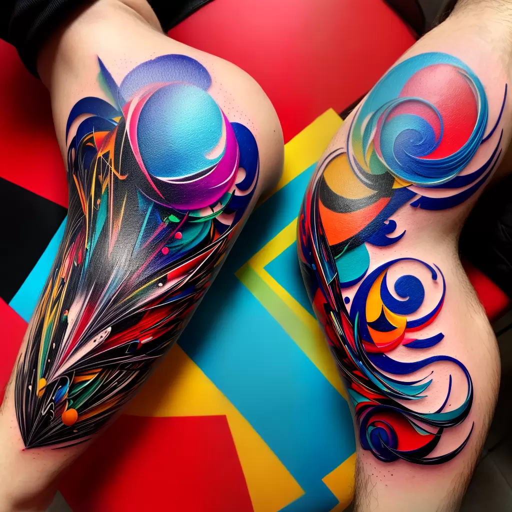 Fotos tatuagem abstrata expressionista linhas cores Fotos tatuagem abstrata expressionista linhas cores