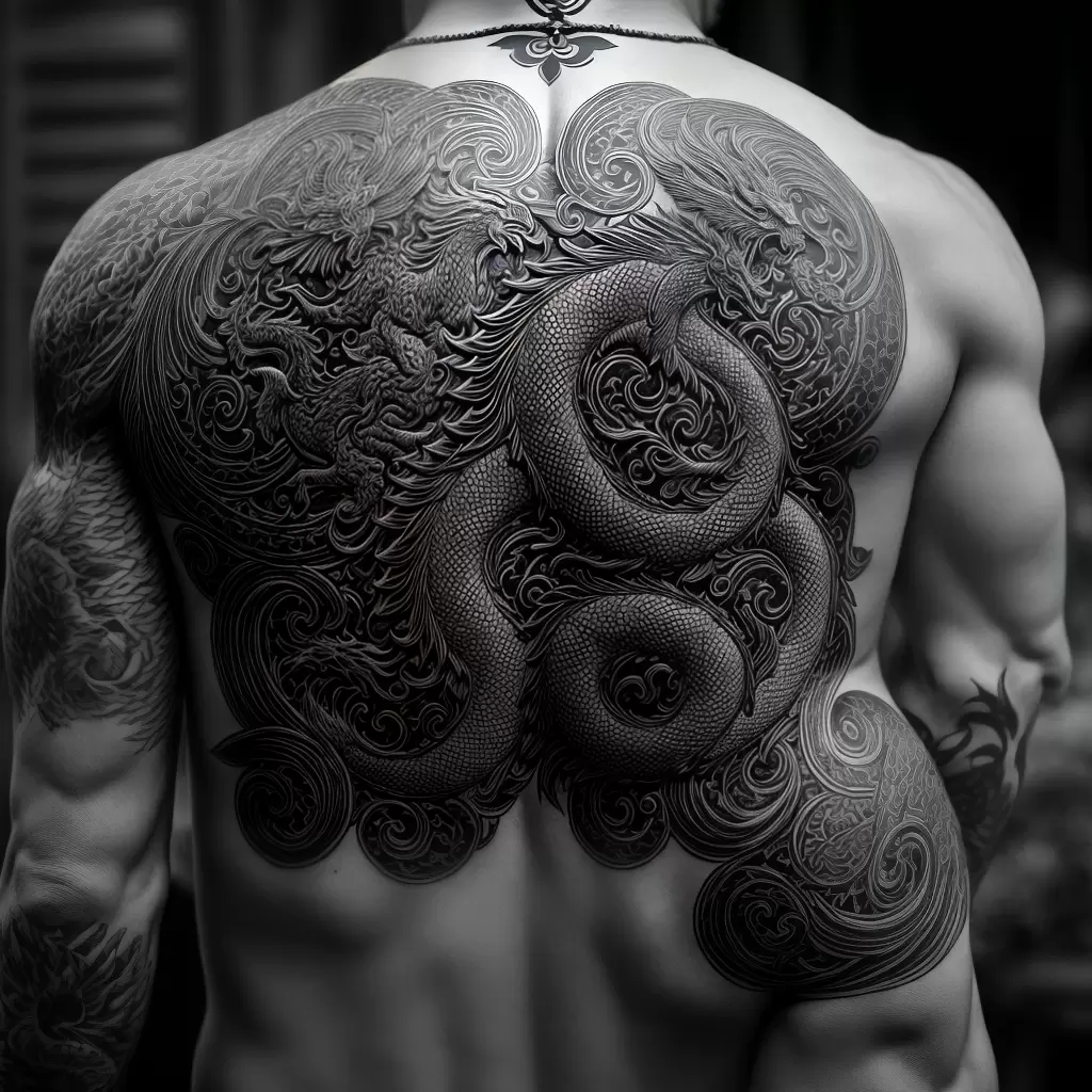 Fotos tatuagem dragao tibetano preto branco Fotos tatuagem dragao tibetano preto branco