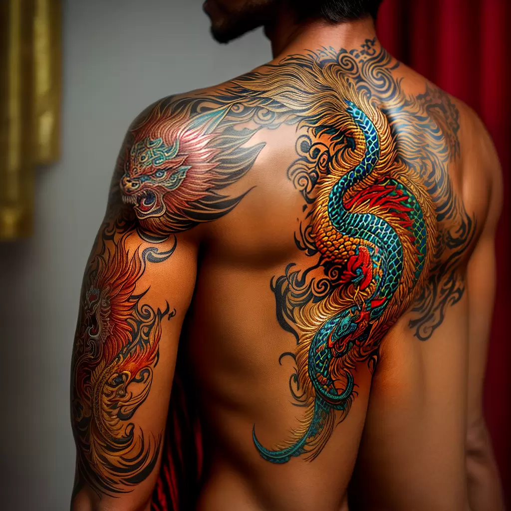 Fotos tatuagem dragao tibetano ouro flor Fotos tatuagem dragao tibetano ouro flor