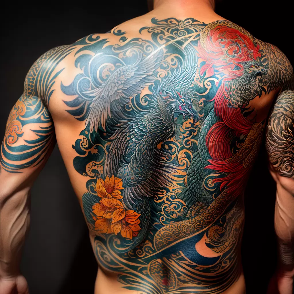 Fotos tatuagem criaturas tibetanas costas poder Fotos tatuagem criaturas tibetanas costas poder