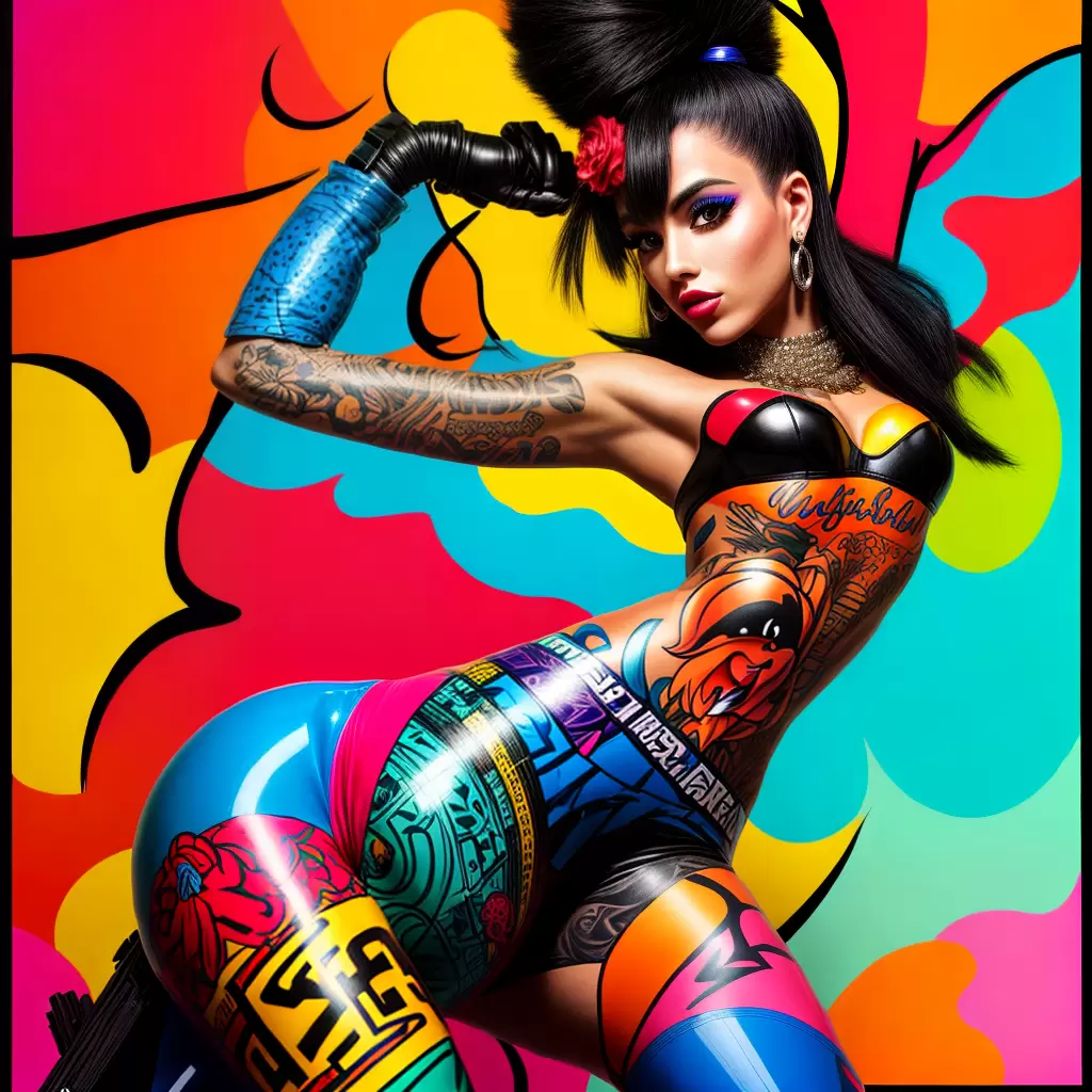 Fotos tatuagem cartoon colorida pop art