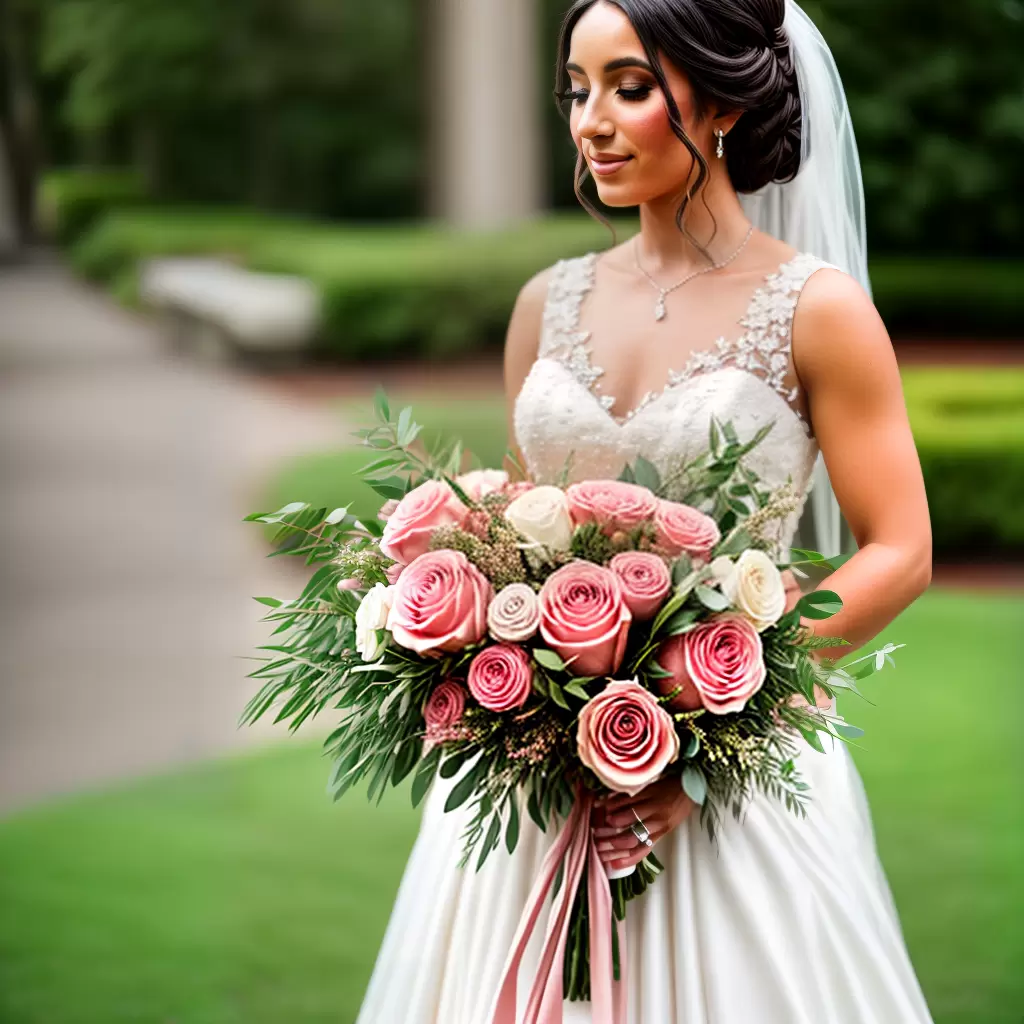 Fotos noiva rosas buque romantico elegante