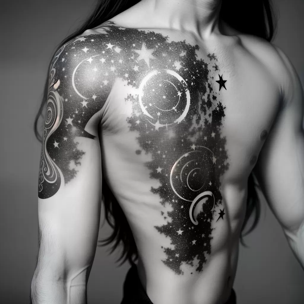 Fotos tatuagem galaxia braco preto branco