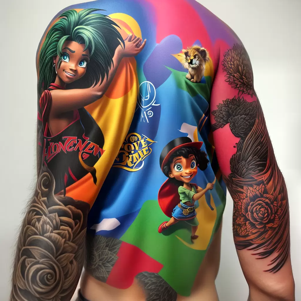 Fotos tatuagem personagens infantis colorida