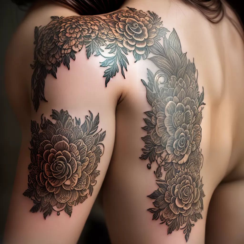 Fotos tatuagem barroco cisne rosas ouro Fotos tatuagem barroco cisne rosas ouro