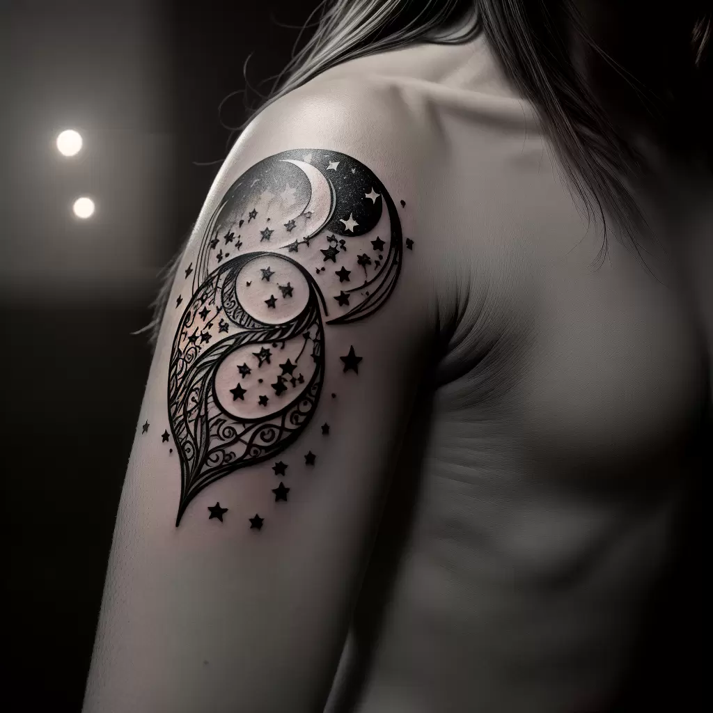 Fotos tatuagem lua crescente estrelas Fotos tatuagem lua crescente estrelas