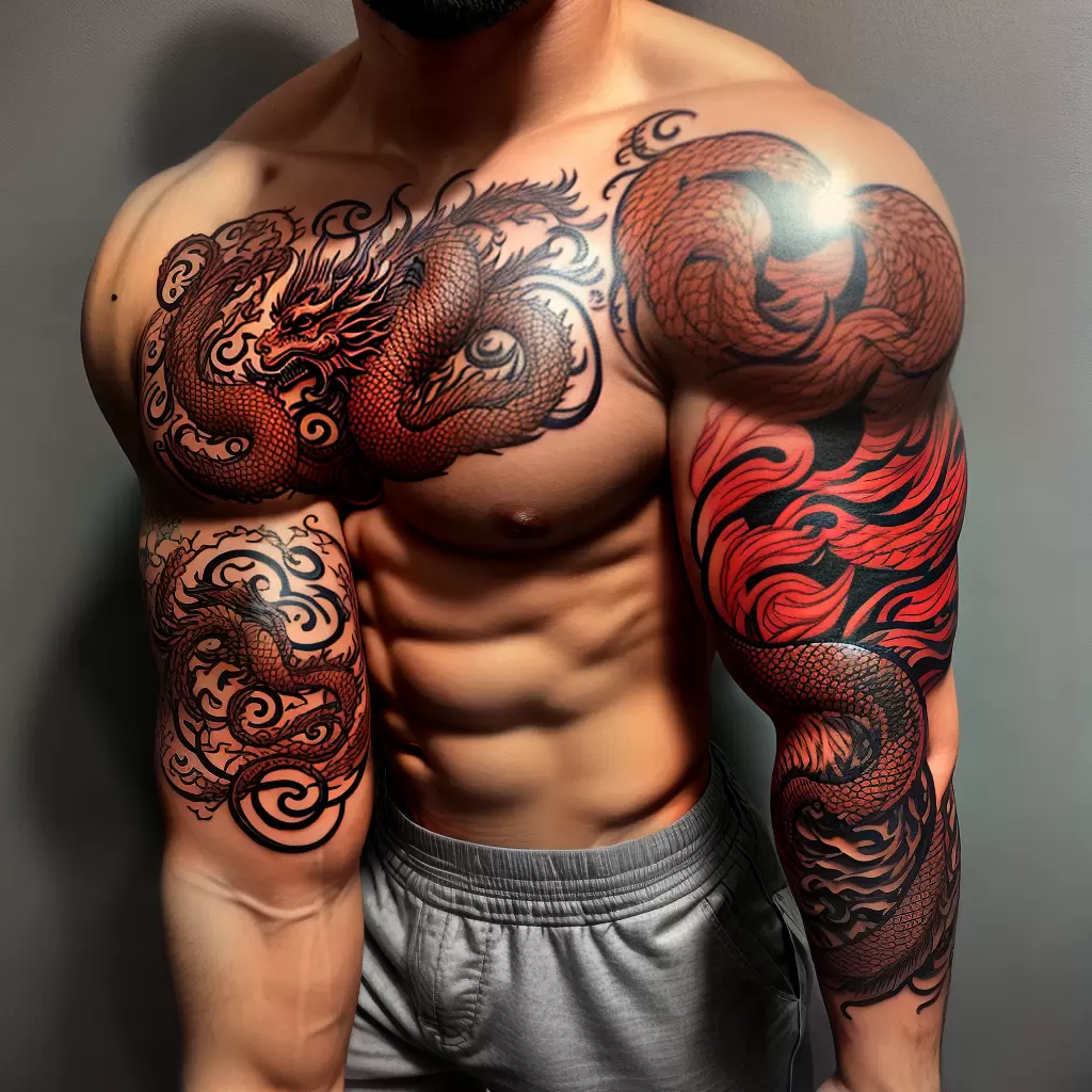 Fotos tatuagem dragao muralha china por do sol