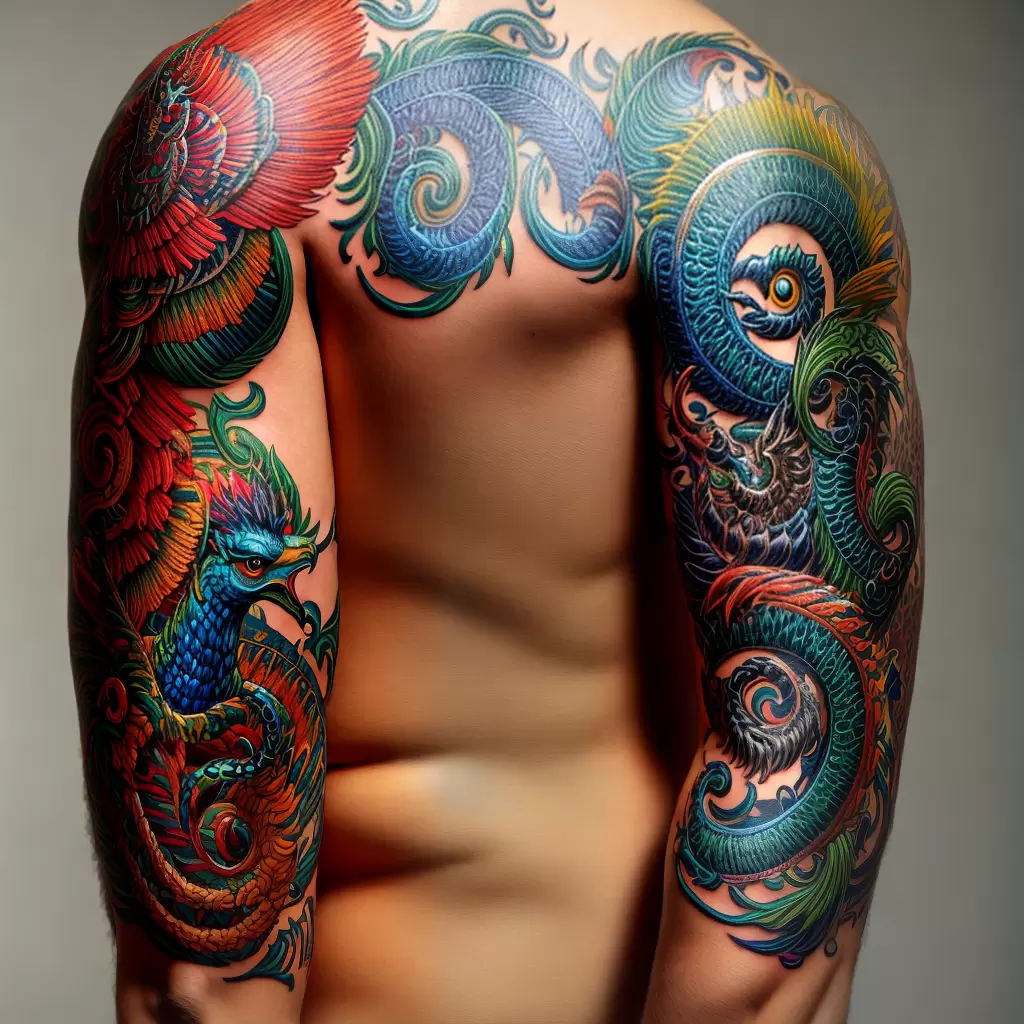 Fotos tatuagem quetzalcoatl serpente pena 2