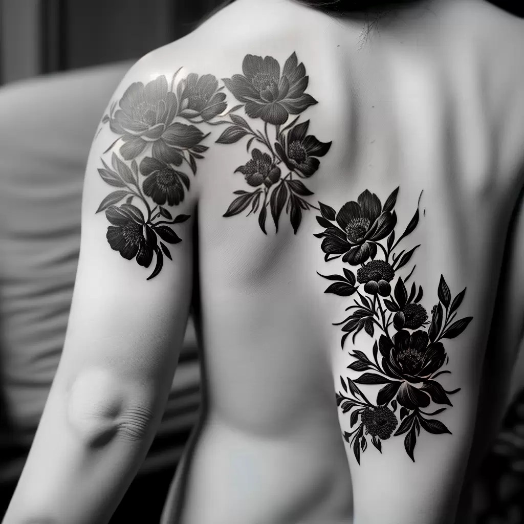 Fotos tatuagem pincelada flores estrelas braco