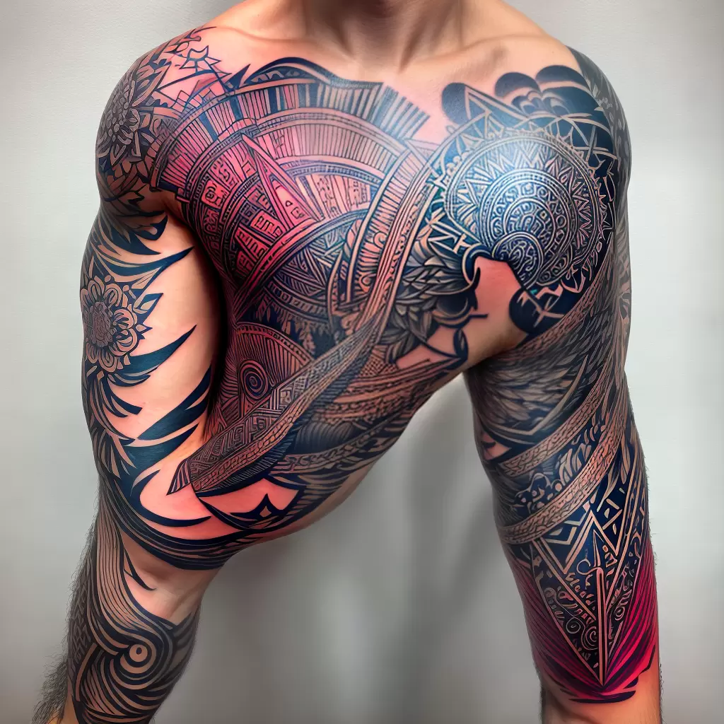 Fotos tatuagem geometrica futurista cores bold Fotos tatuagem geometrica futurista cores bold
