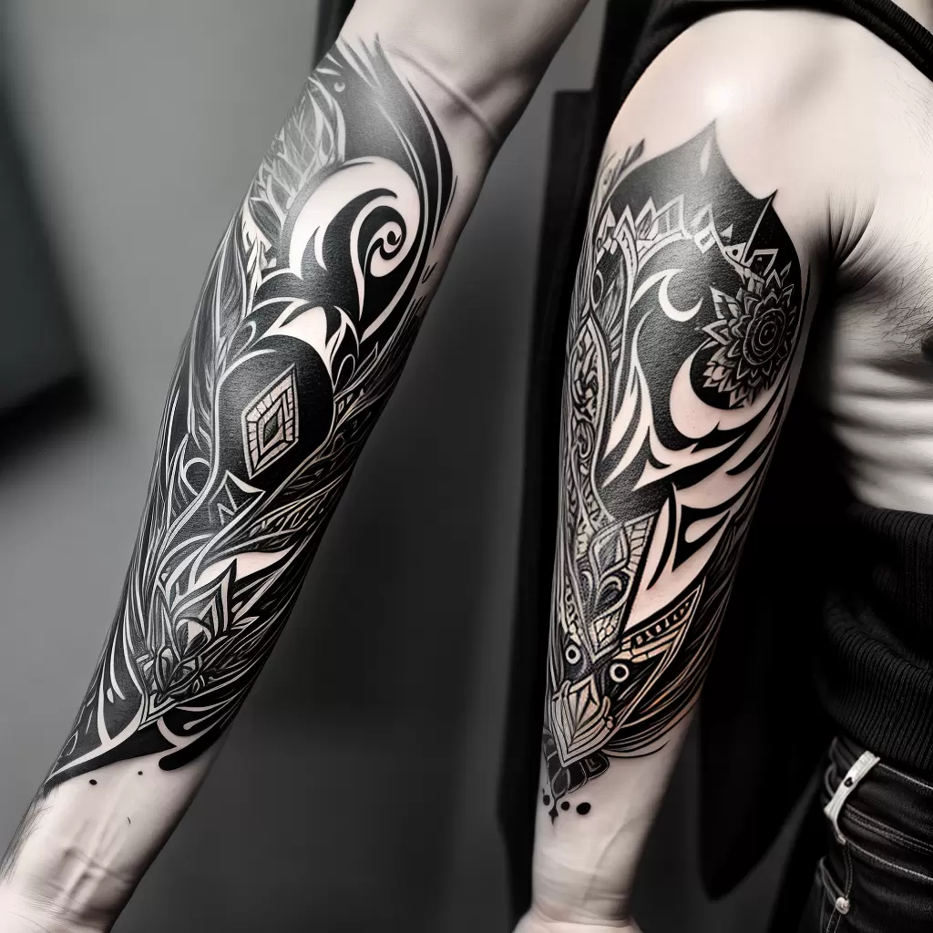 Fotos tatuagem abstrata colorida braco