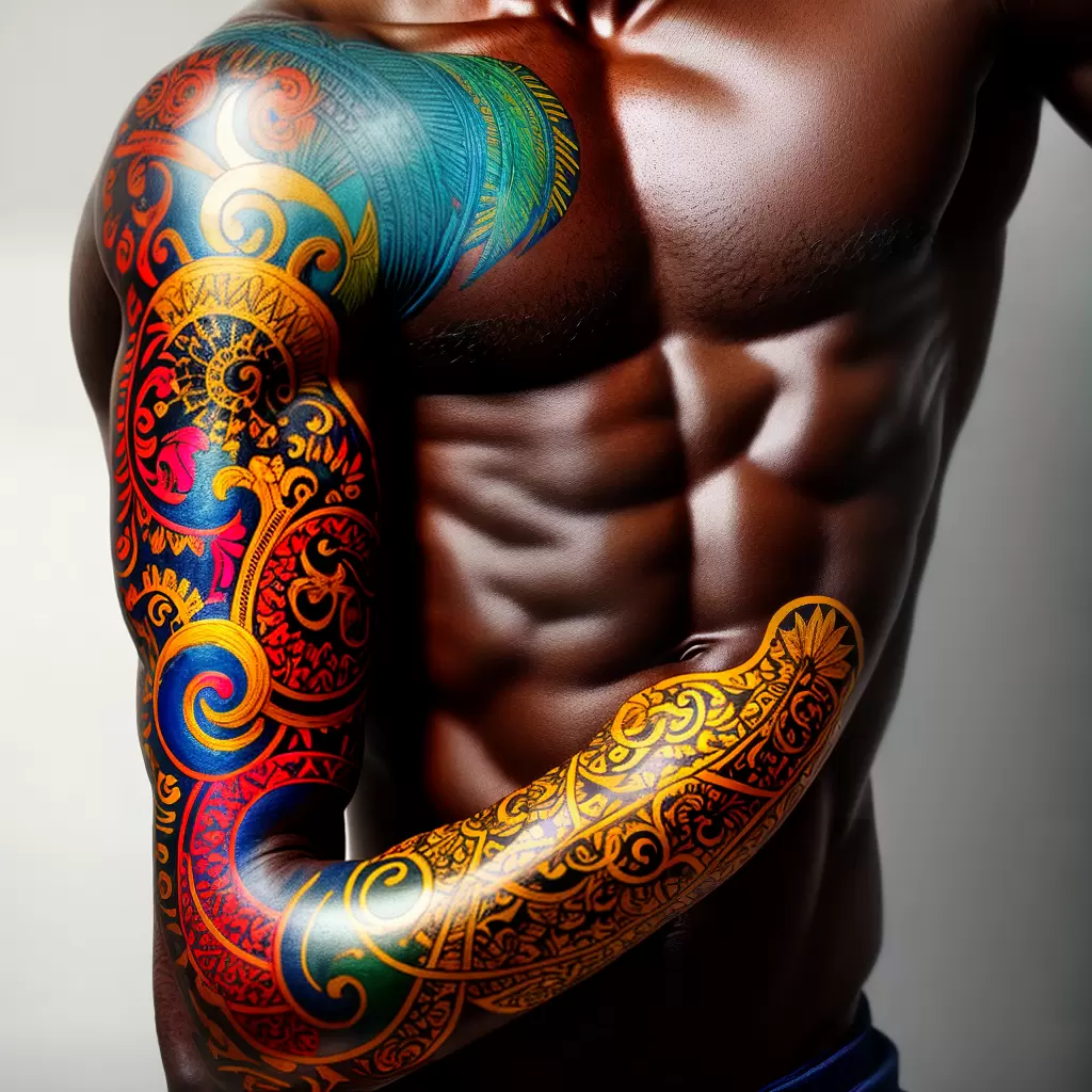 Fotos tatuagem orisha braco cores poder