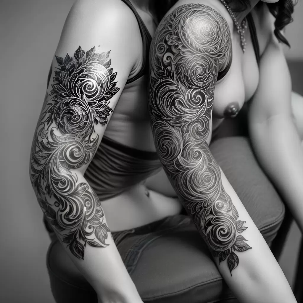 Fotos tatuagem preto branco rococo neoclassico