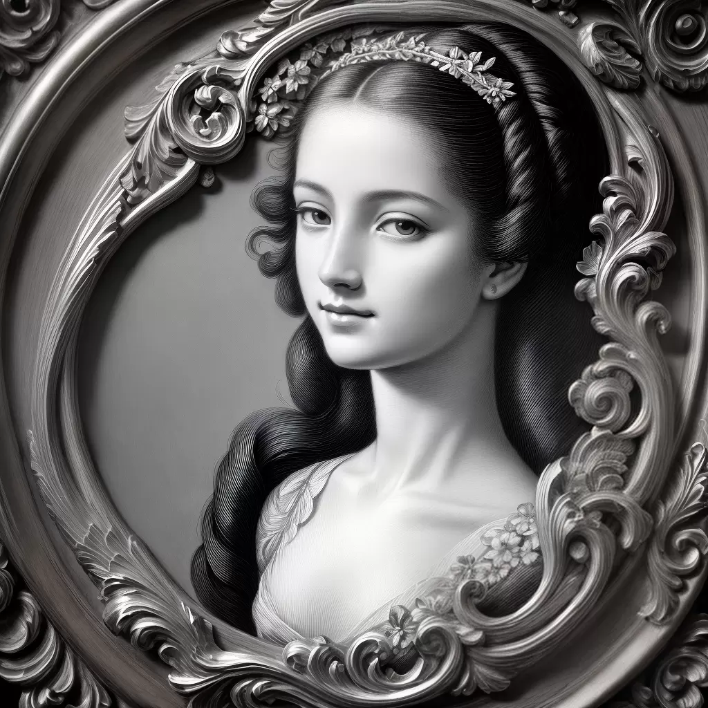 Fotos tatuagem mulher retrato moldura rococo
