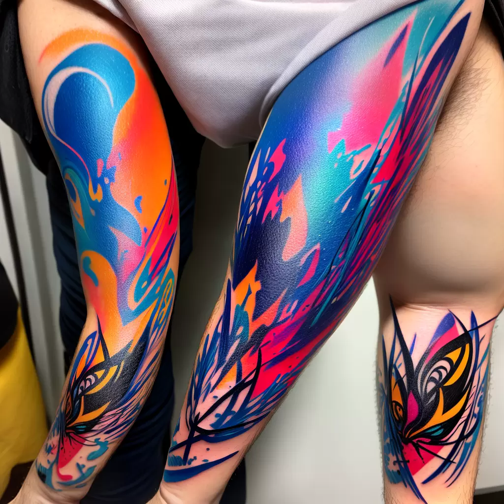 Fotos tatuagem colorida abstrata moderna Fotos tatuagem colorida abstrata moderna
