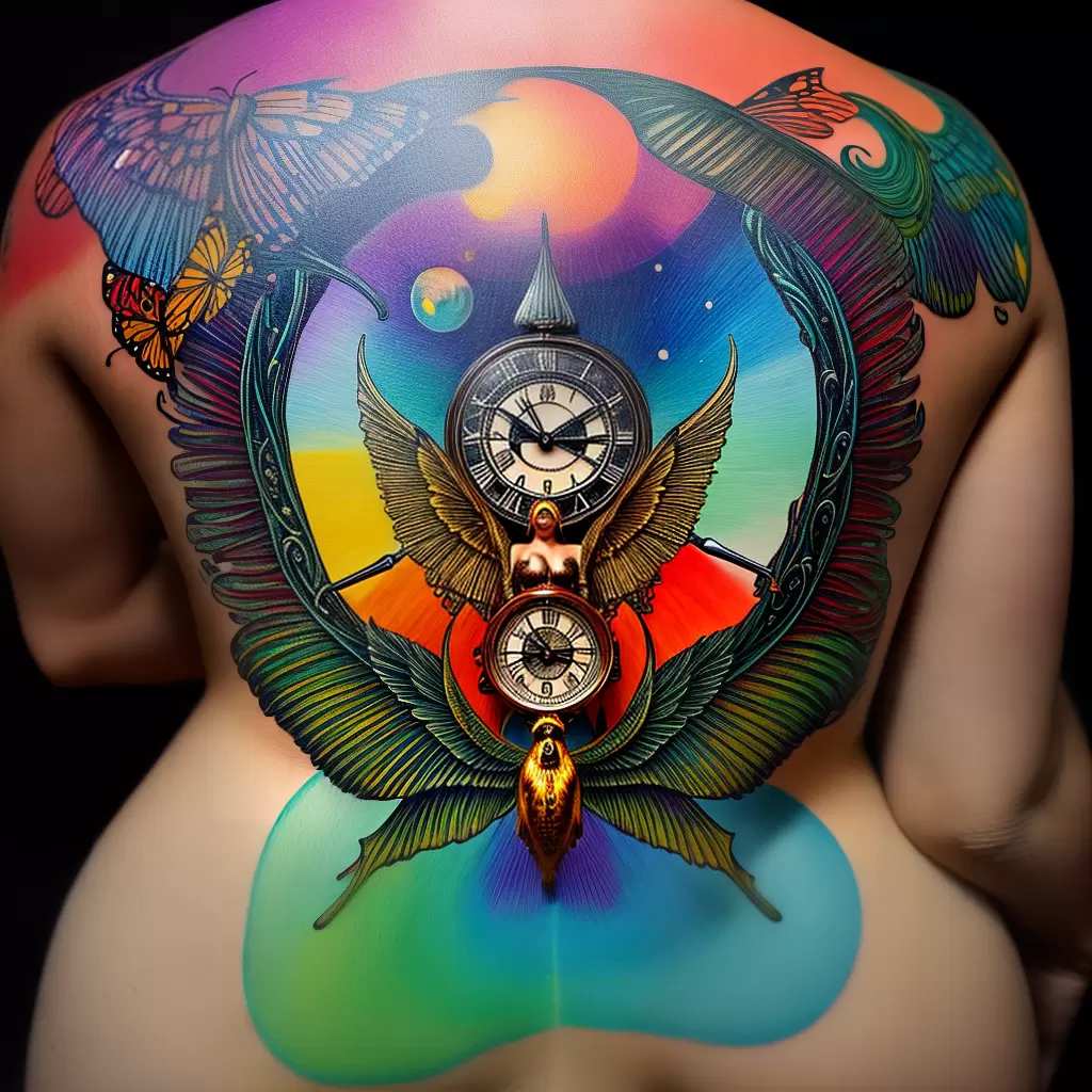 Fotos tatuagem mulher borboleta crisalida psicodelico