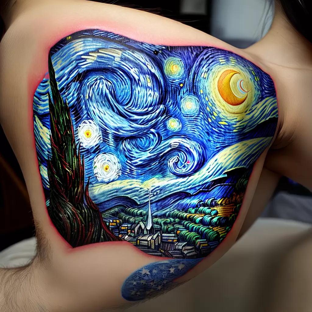Fotos tatuagem noite estrelada vangogh Fotos tatuagem noite estrelada vangogh