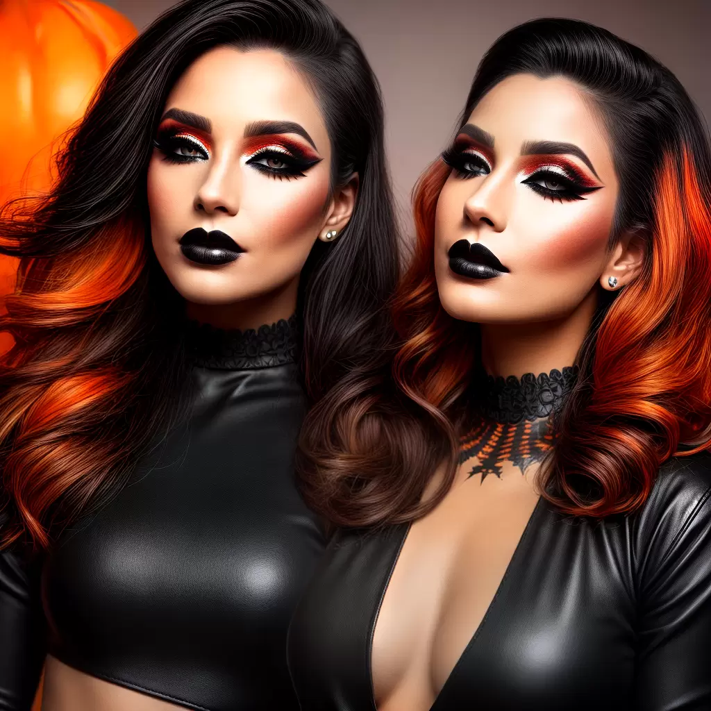 Fotos maquiagem halloween laranja preto glitter Fotos maquiagem halloween laranja preto glitter