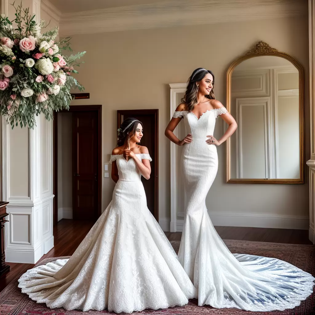 Fotos noiva vestido longo renda ombros descobertos Fotos noiva vestido longo renda ombros descobertos