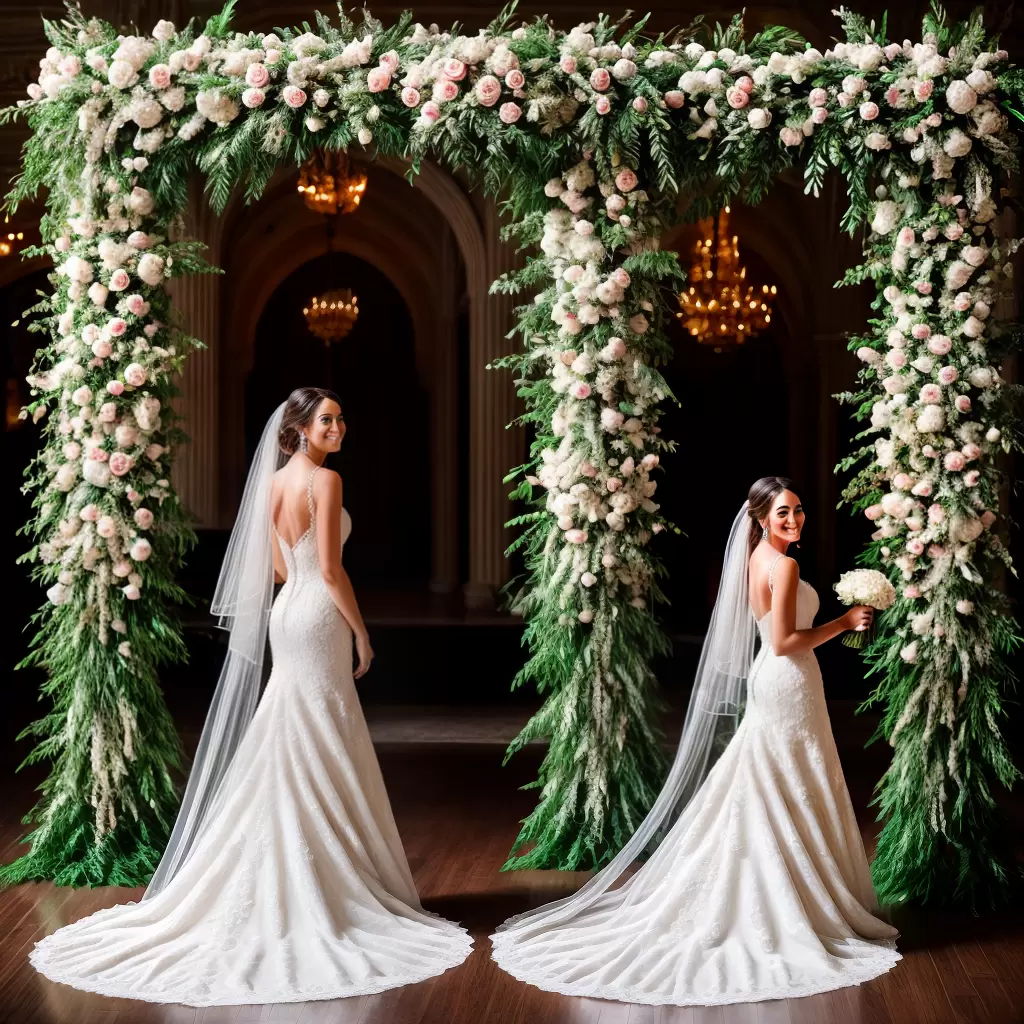 Fotos noiva arco floral luxo casamento
