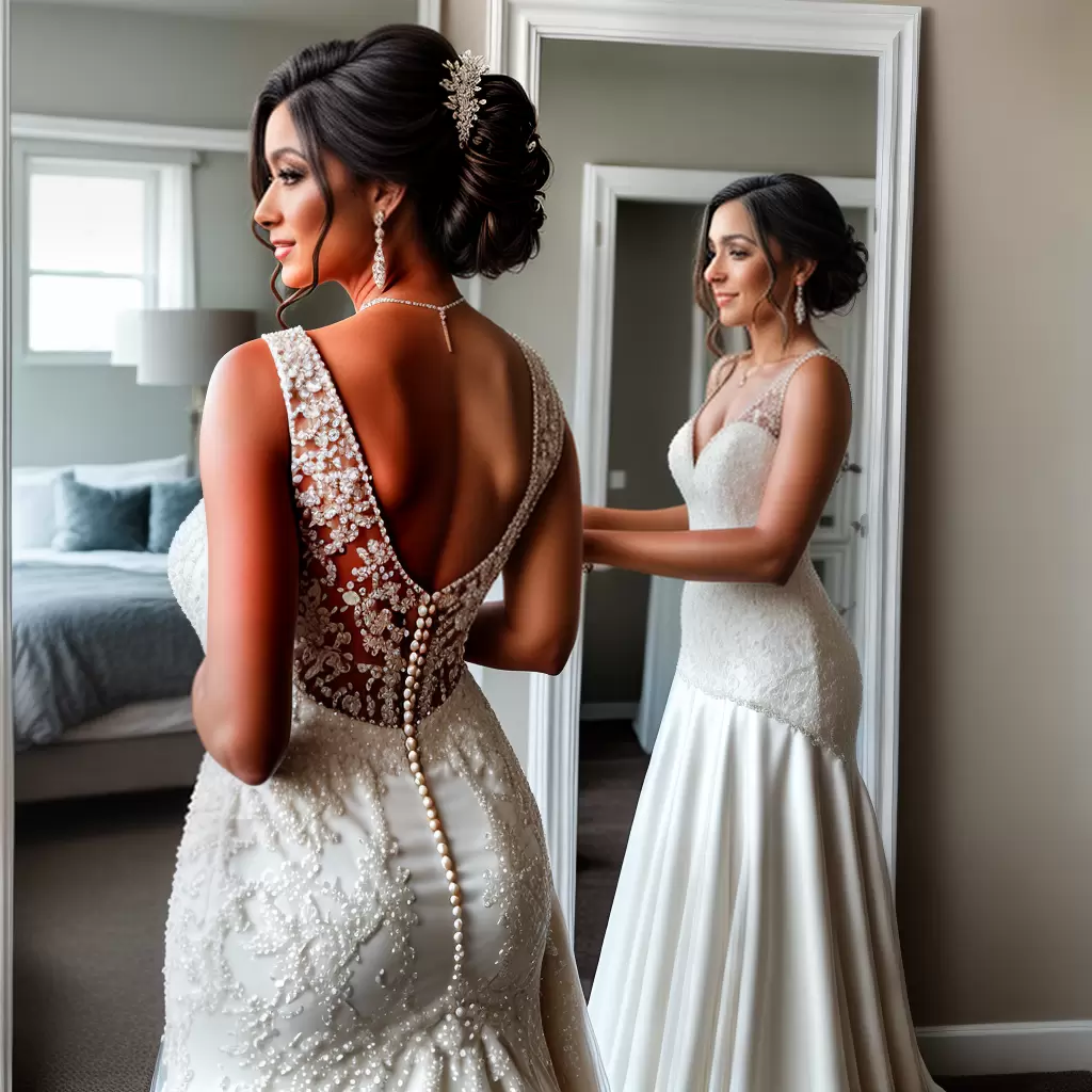 Fotos noiva espelho vestido branco perolas