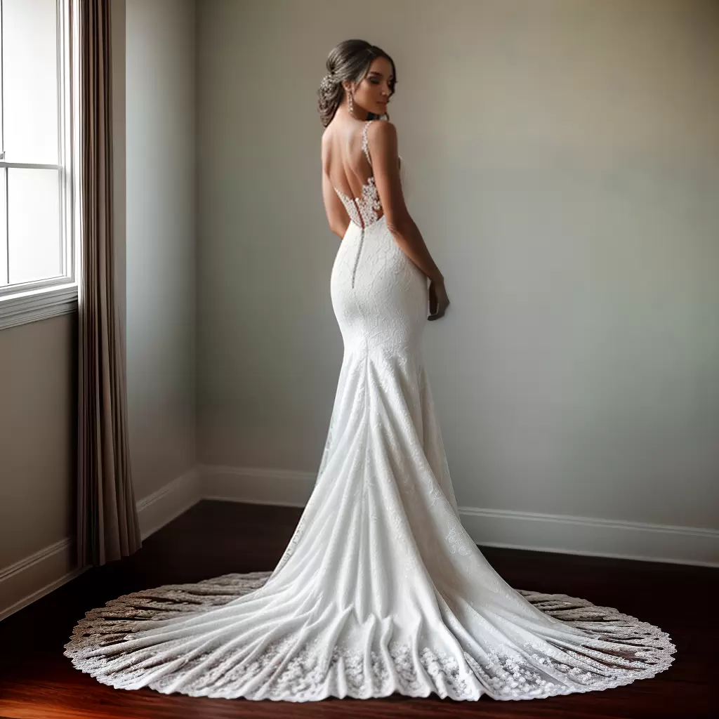 Fotos noiva vestido renda decote moderno