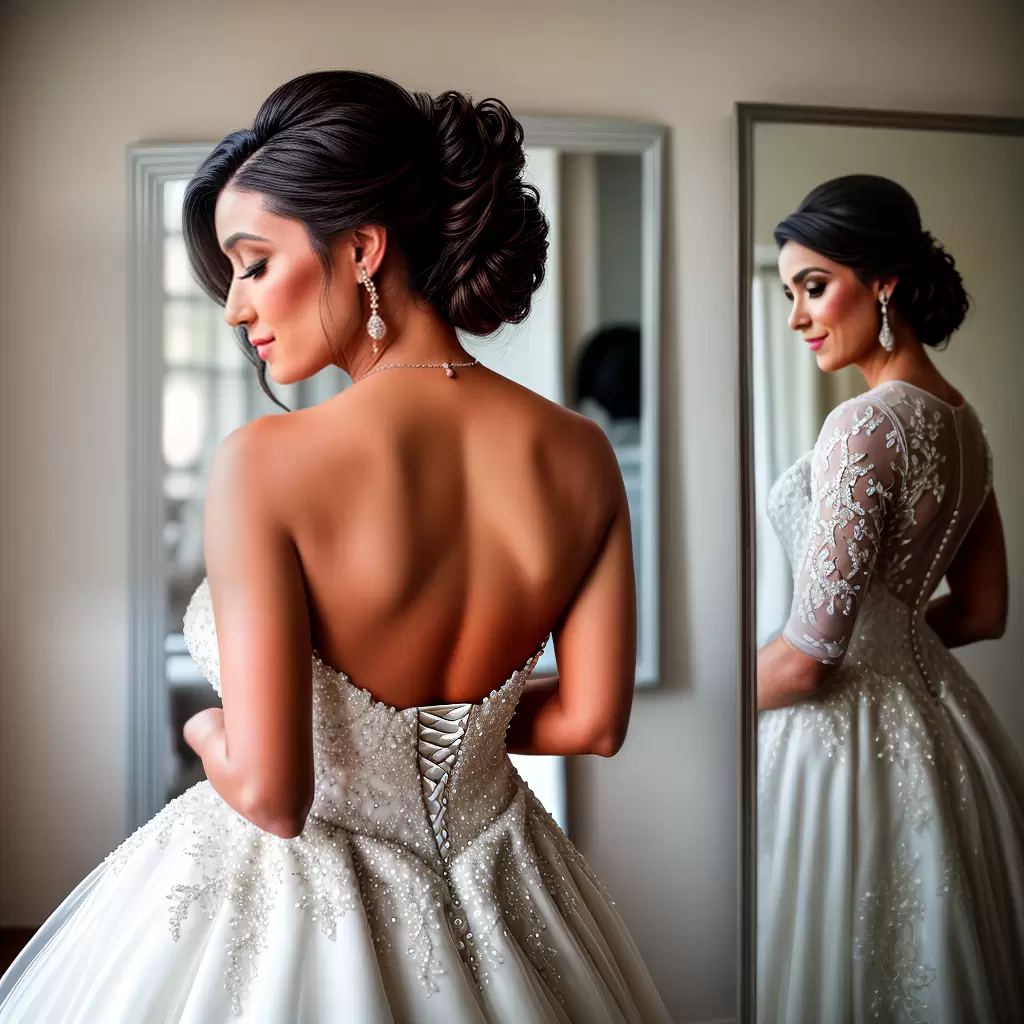 Fotos noiva vestido v neck cabelo perolas