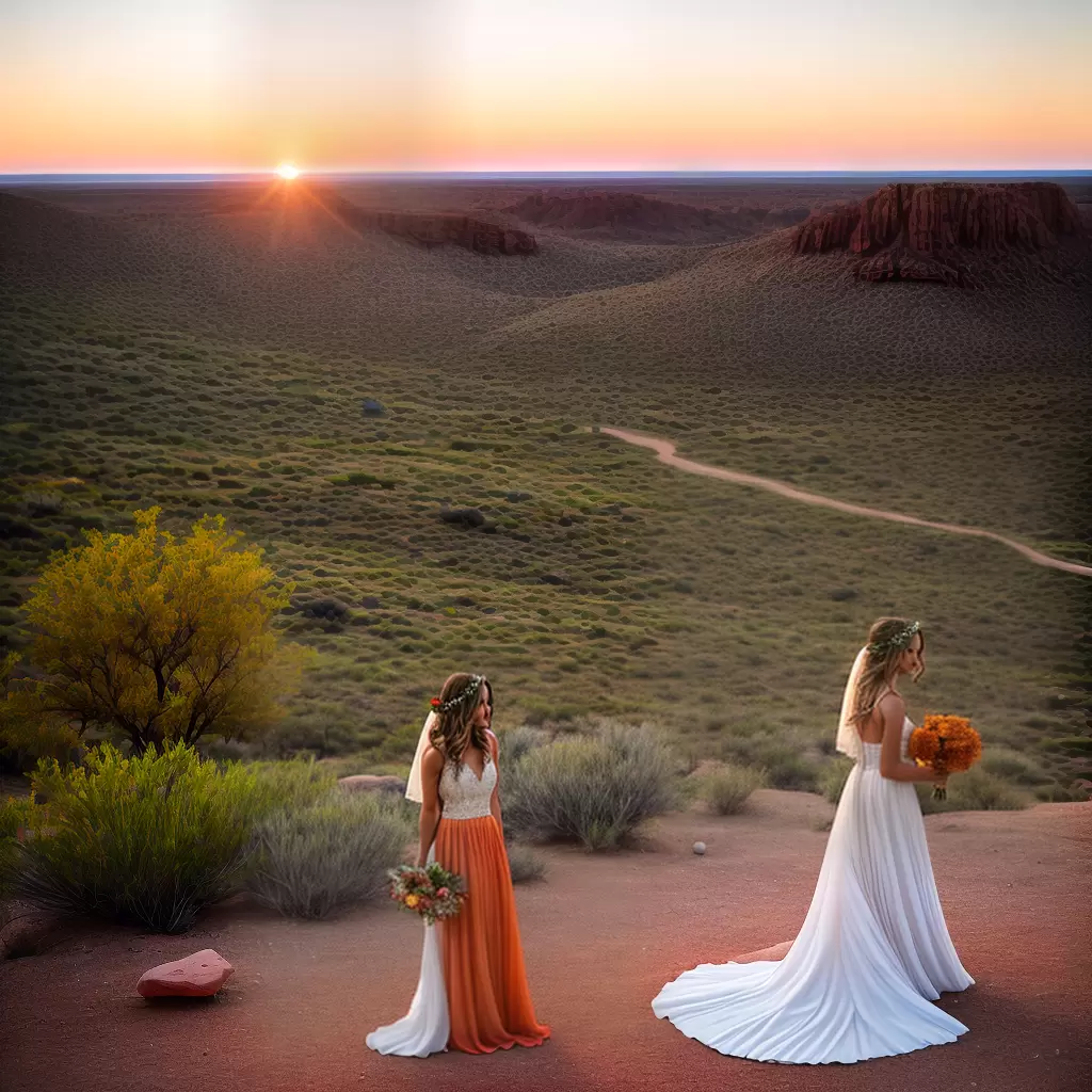 Fotos noiva vestido boemio por do sol deserto