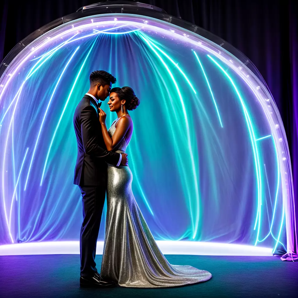 Fotos casamento futurista neon metalico