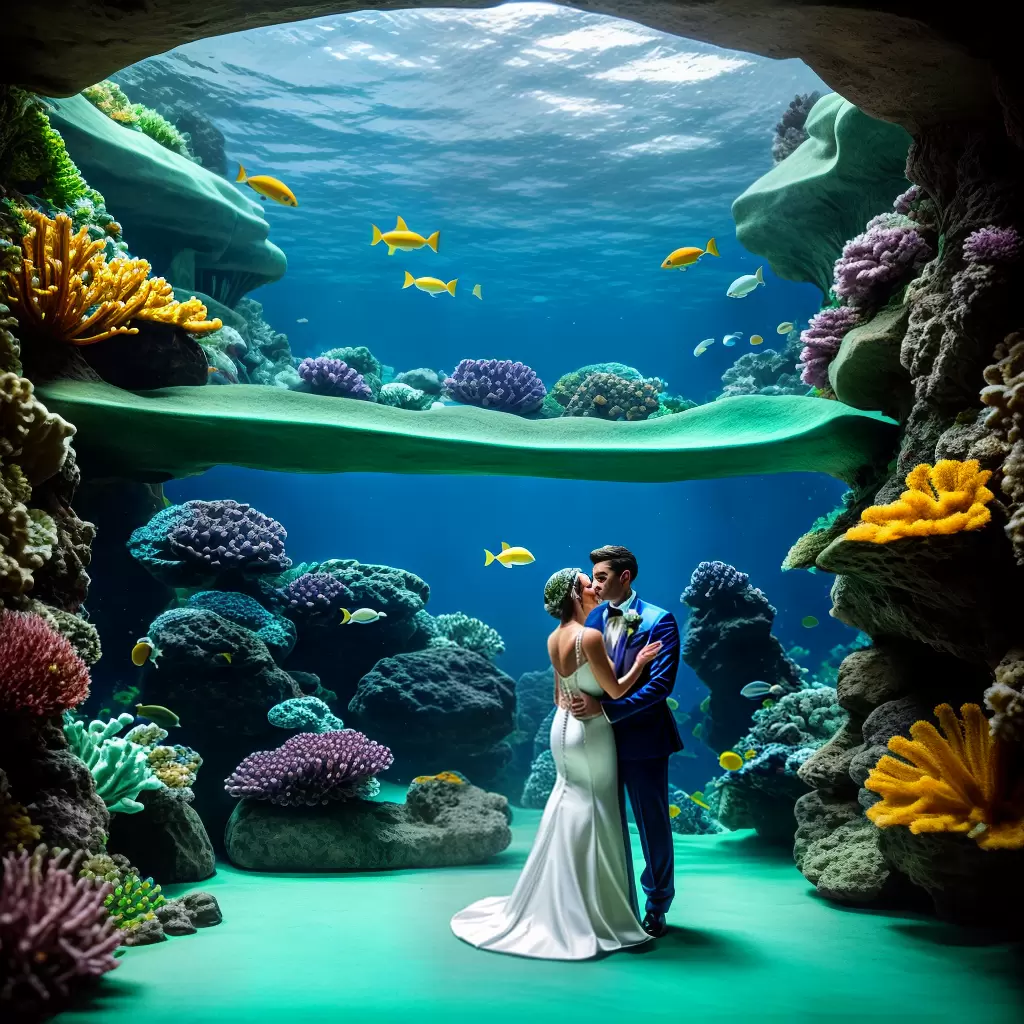 Fotos casamento aquario noiva noivo oceano