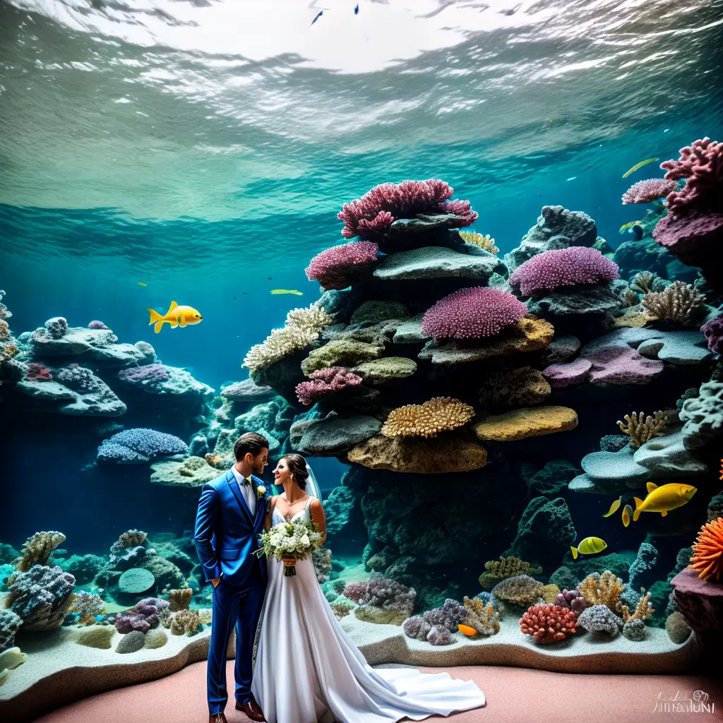 Fotos casamento aquario noiva noivo decoracao oceano