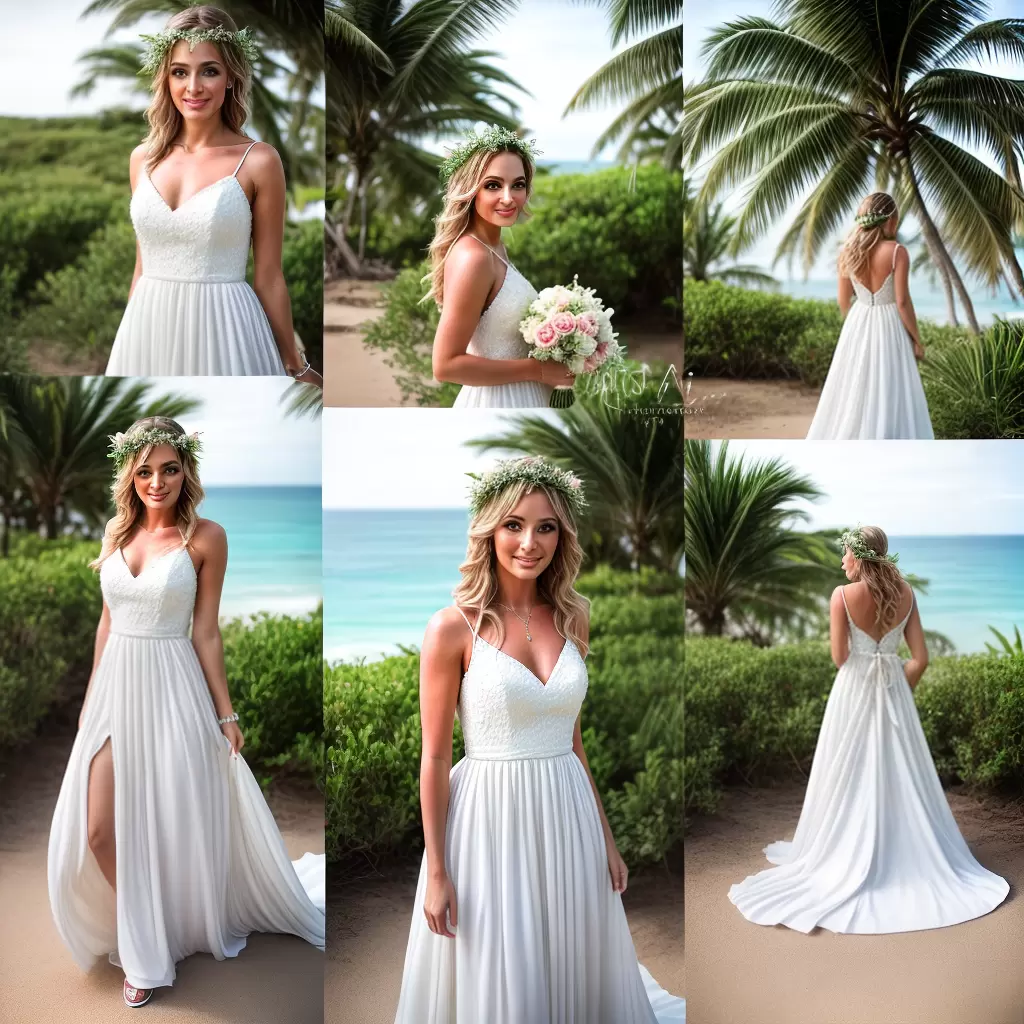 Fotos noiva praia vestido flor tropical Fotos noiva praia vestido flor tropical