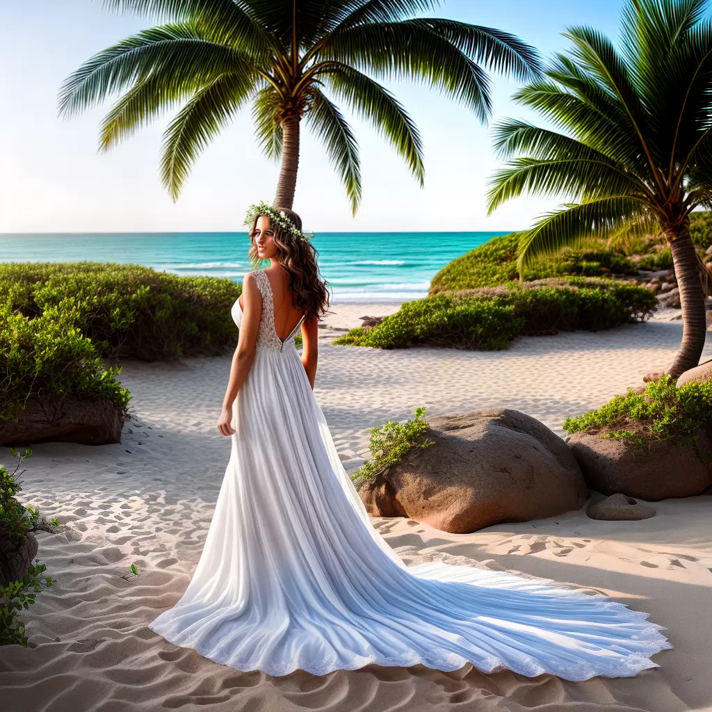 Fotos noiva praia vestido renda coroa floral Fotos noiva praia vestido renda coroa floral