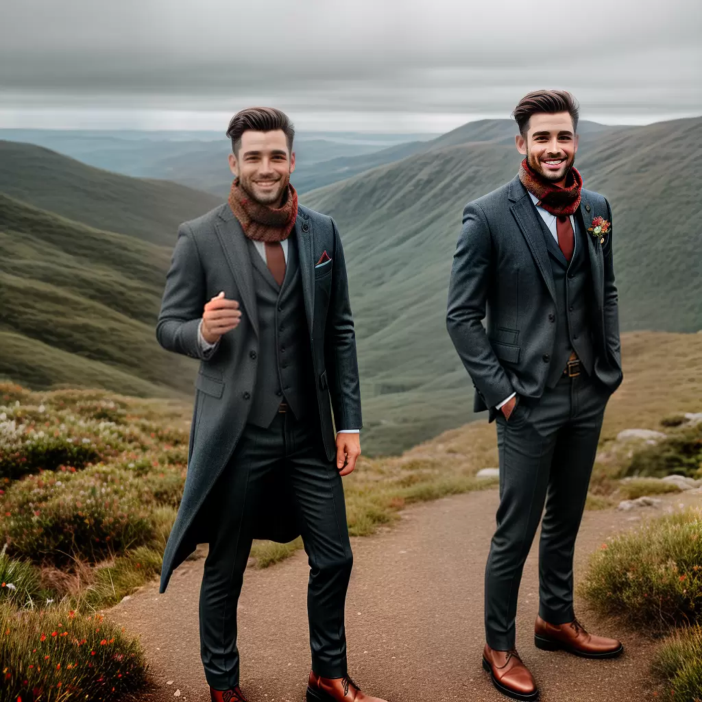 Fotos noivo montanha estilo roupa flores