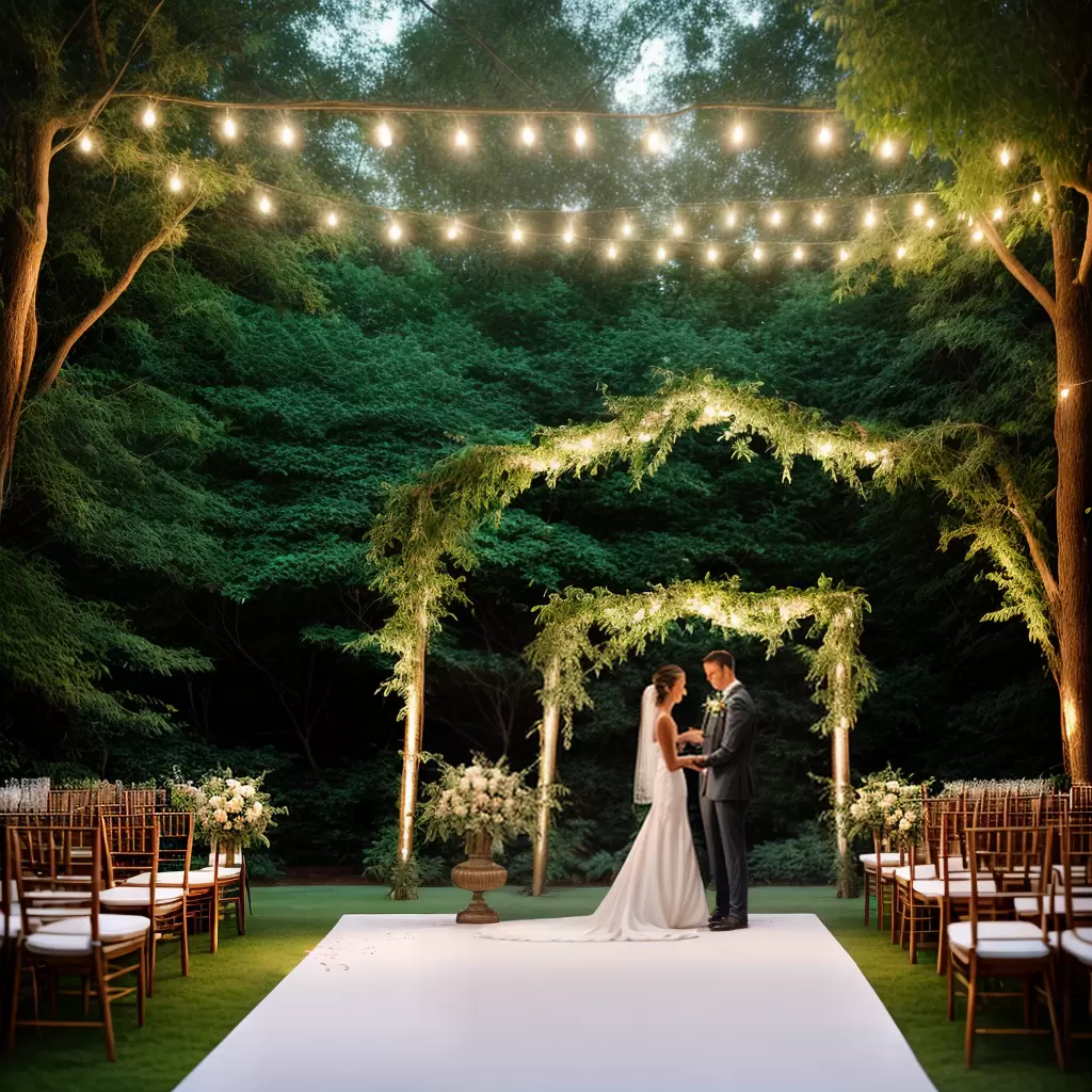 Fotos casamento jardim botanico noiva noivo arco flores luzes