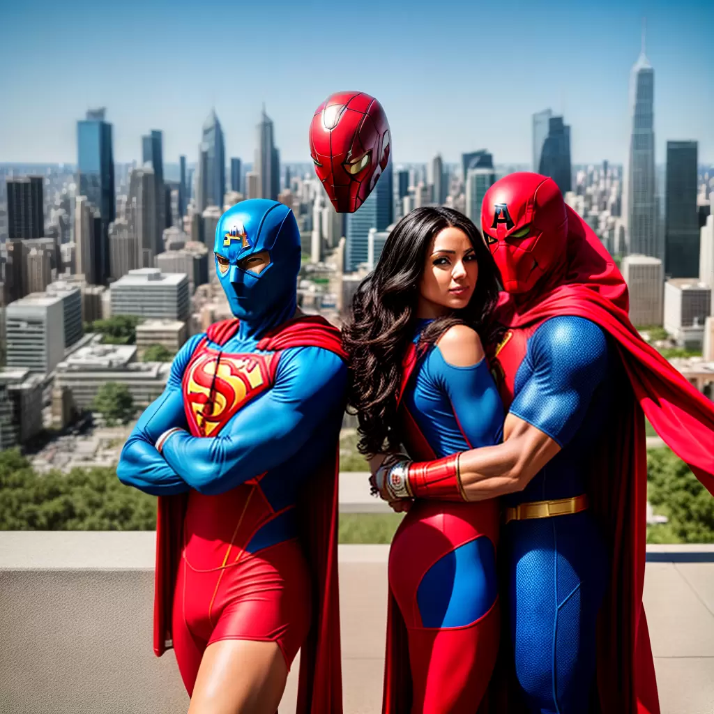 Fotos casal super heroi fantasia cidade Fotos casal super heroi fantasia cidade