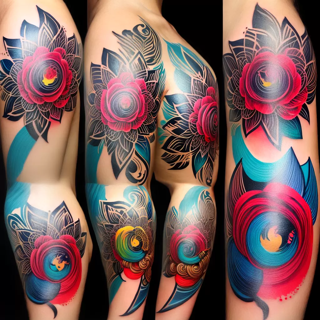 Fotos tatuagem cubista geometrica colorida