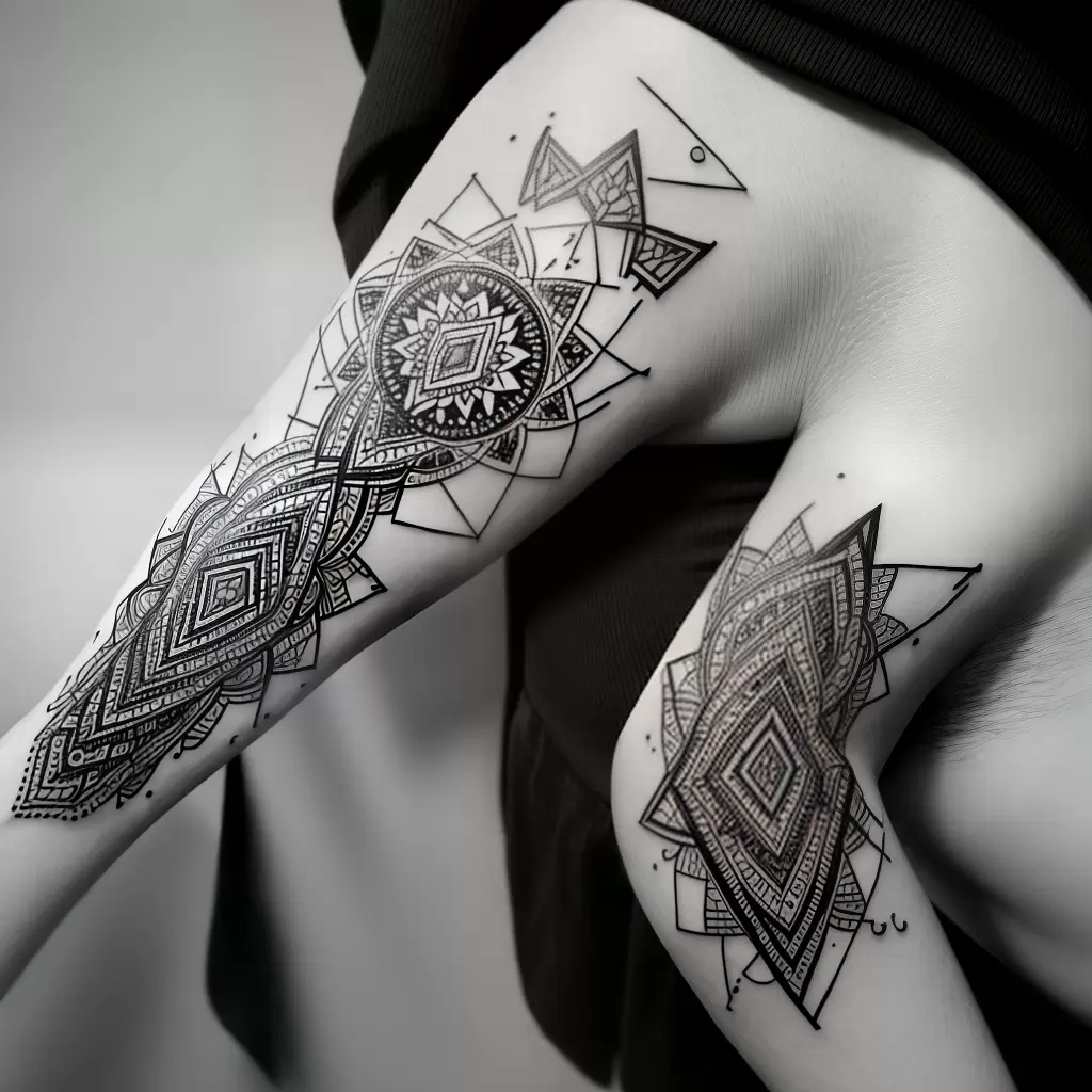 Fotos tatuagem geometrica preto branco braco