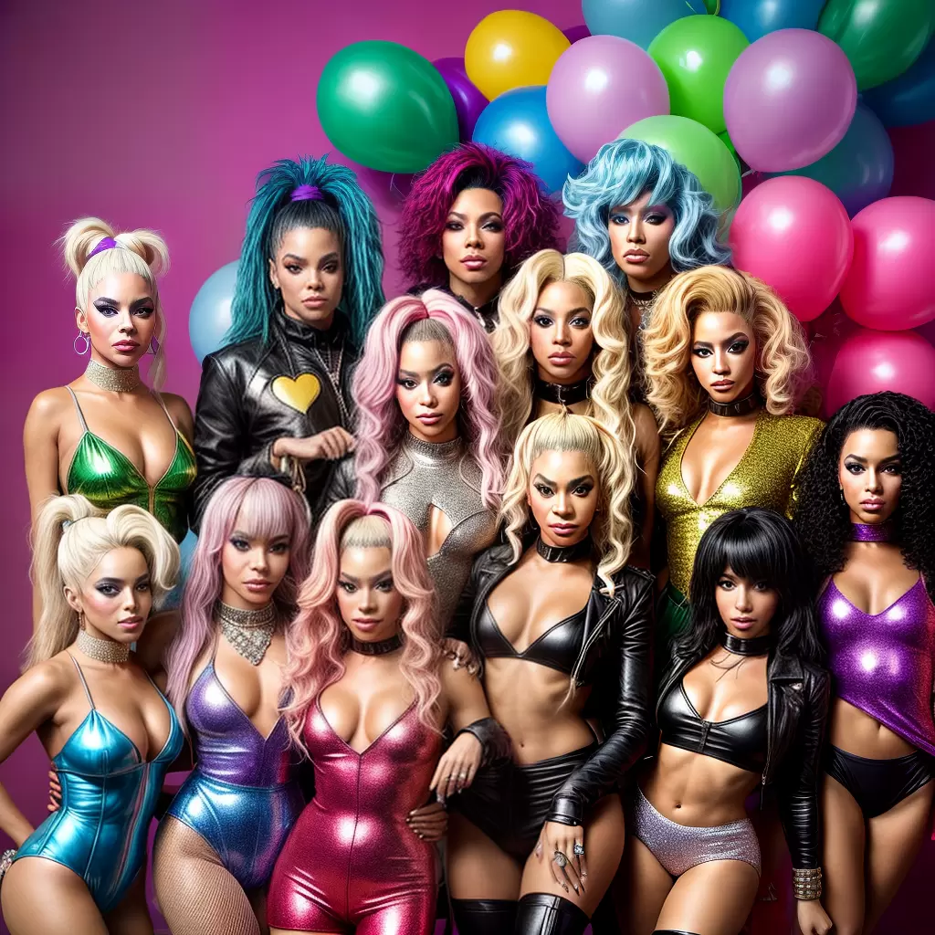 Fotos fantasias pop danca baloes festa