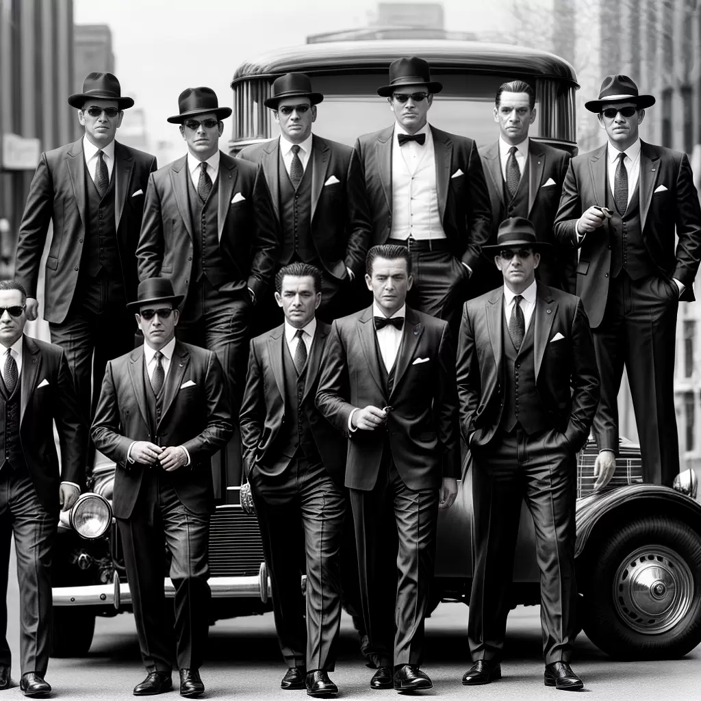 Fotos homens fedoras carro classico mafia