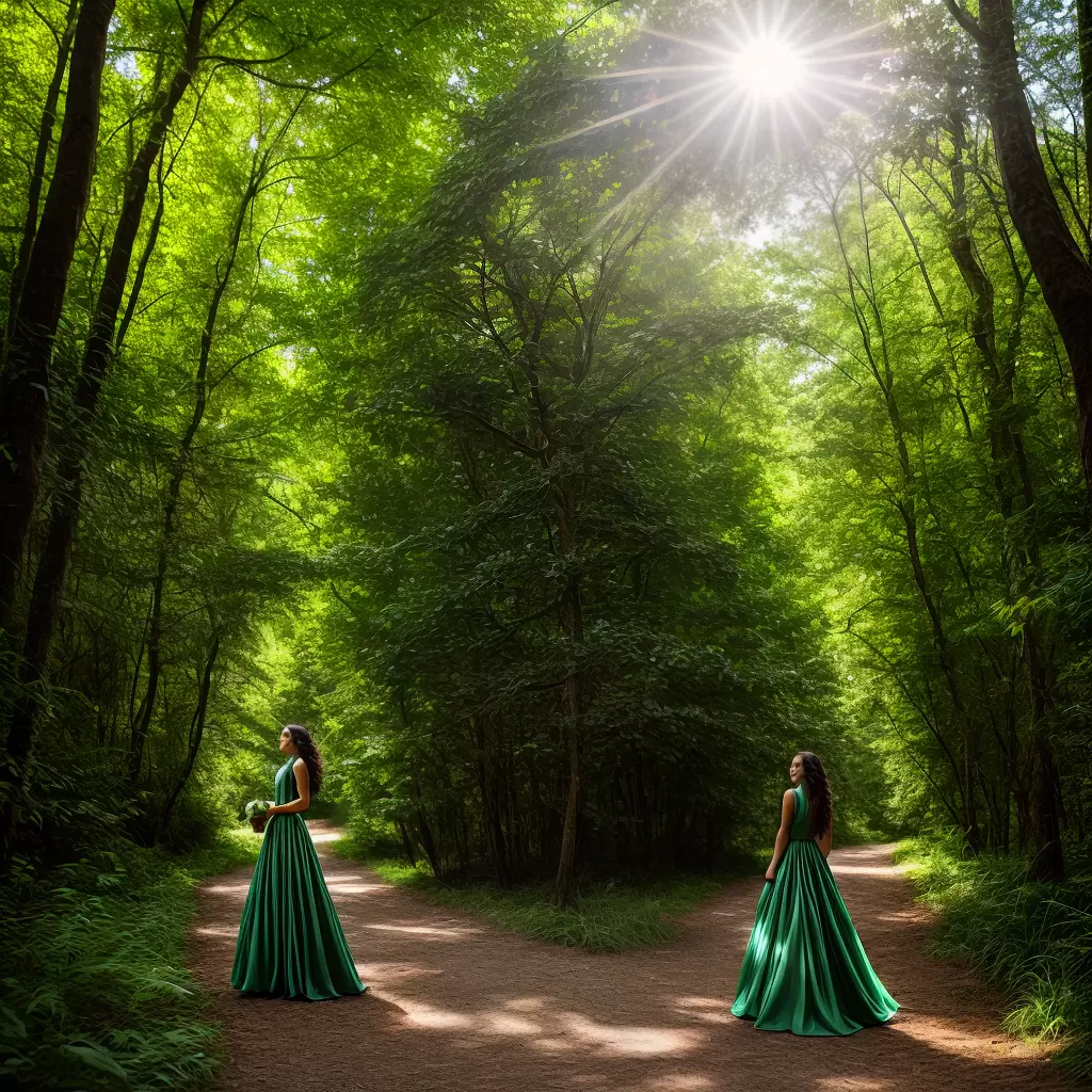 Fotos vestido verde floresta sol passaros