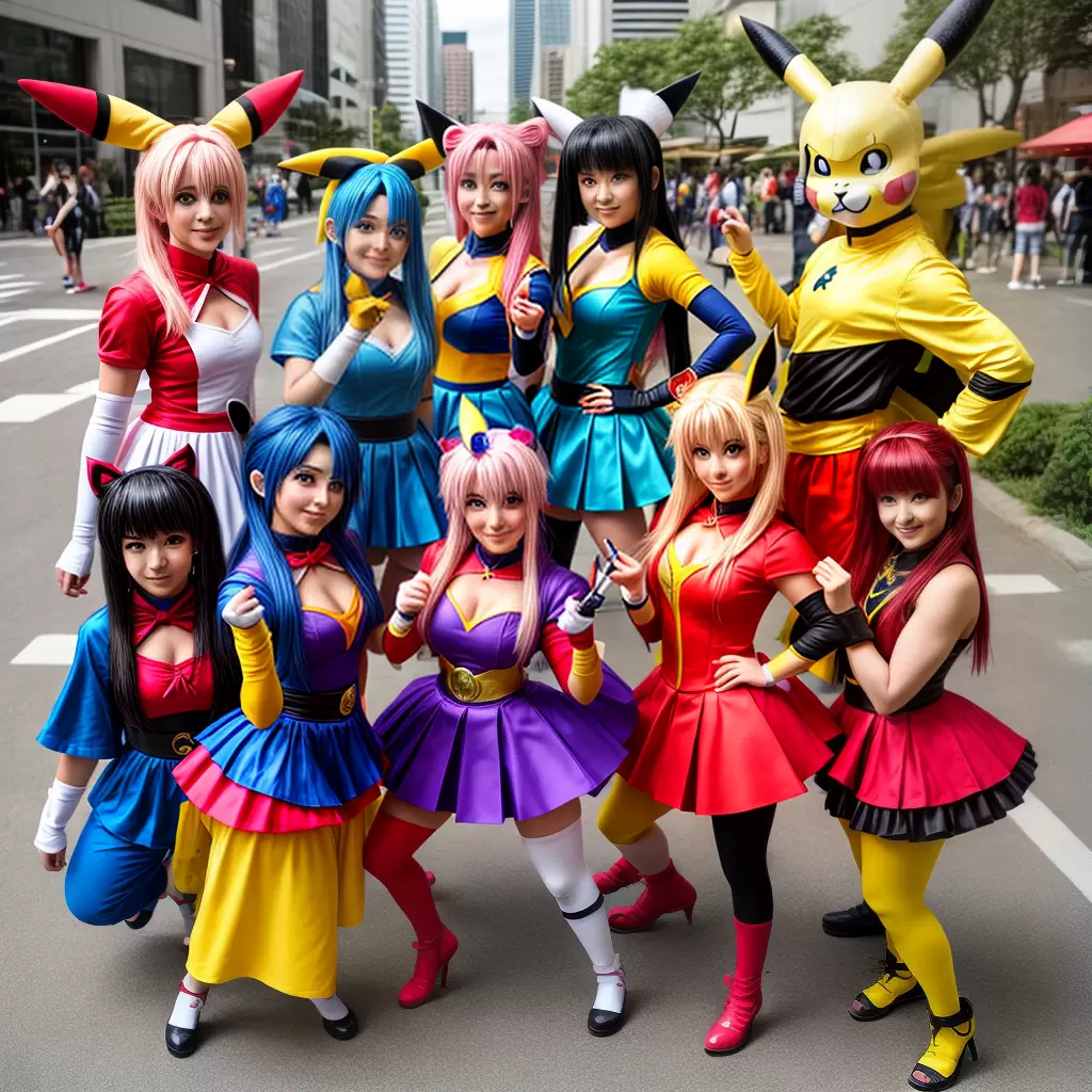 Fotos cosplay anime personagens coloridos