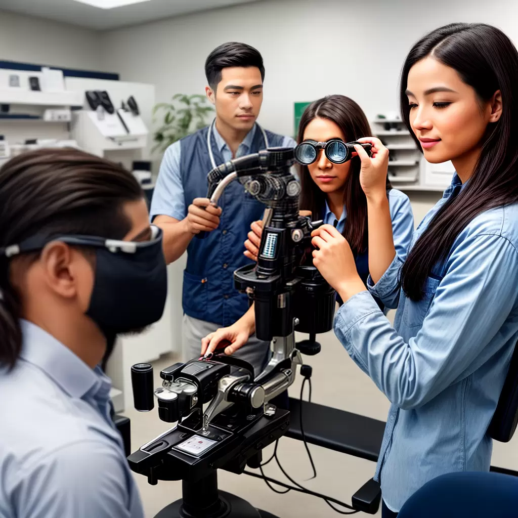 Fotos exame oftalmologico optometrista paciente