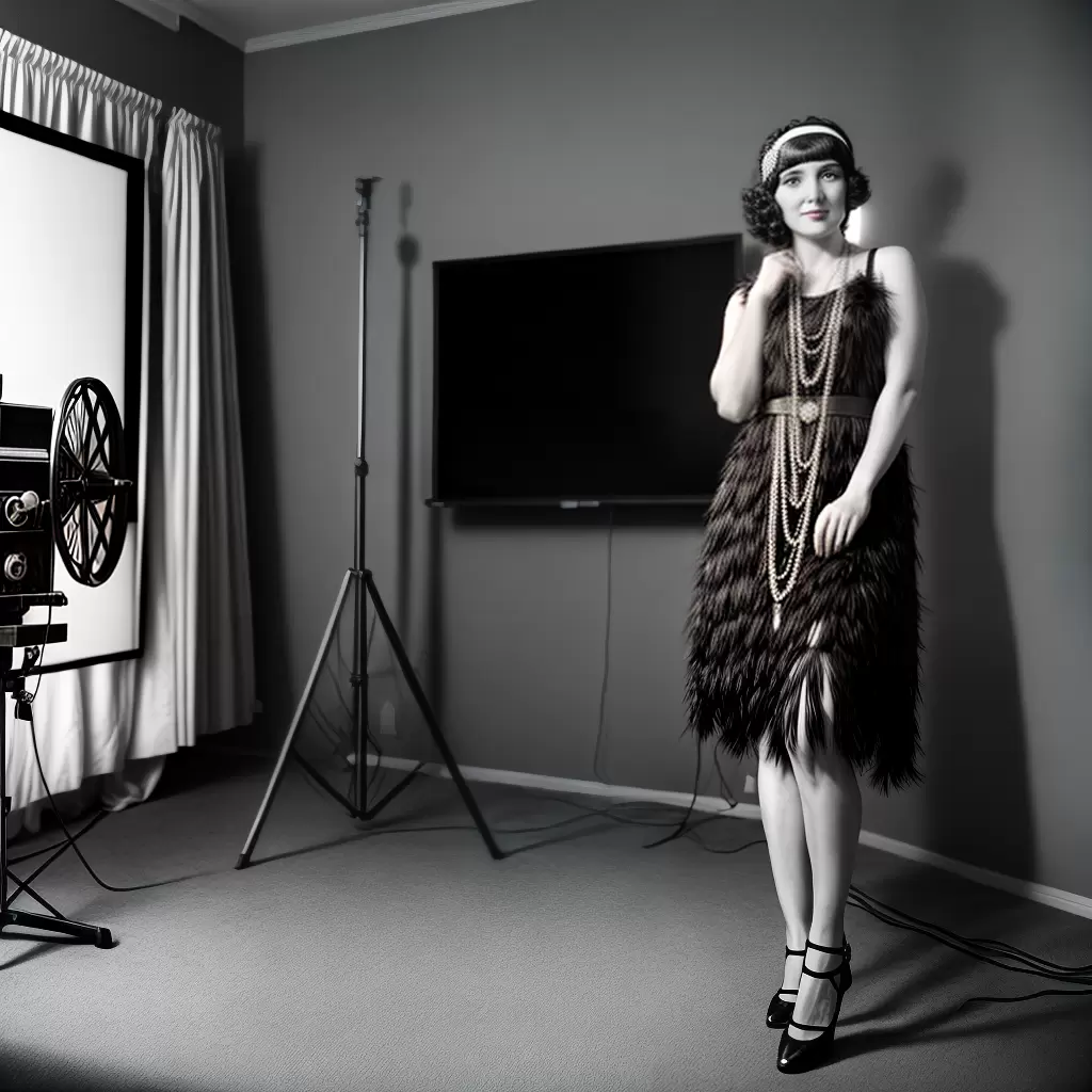 Fotos mulher vestido flapper projetor cinema 1